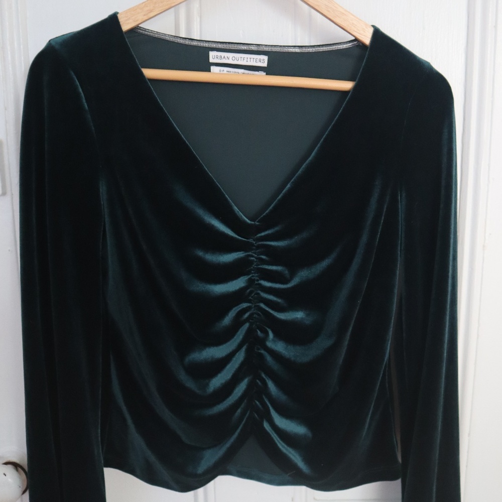 Urban Outfitters Velvet Crop Top | Green | S